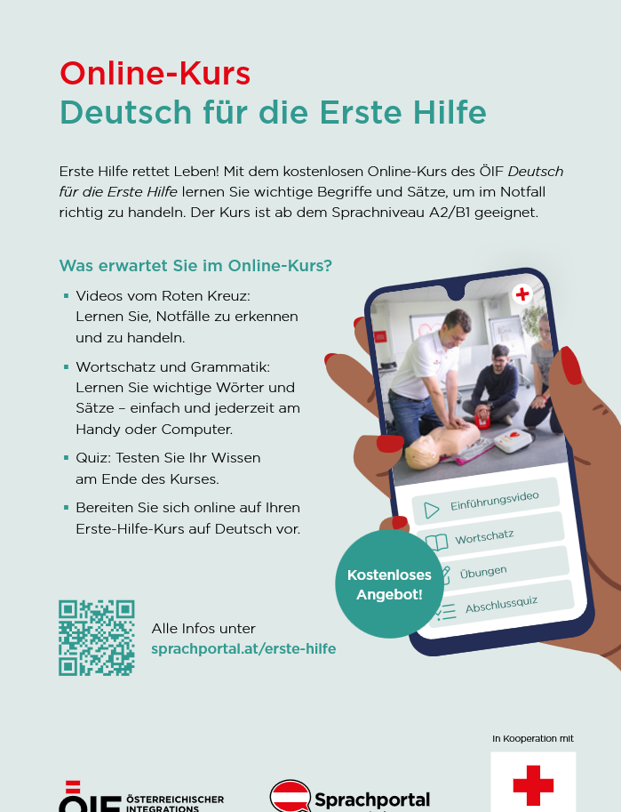 Flyer Deutsch für die Erste Hilfe